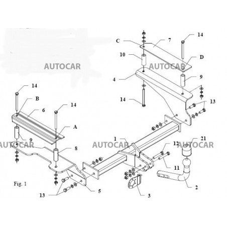 Ťažné zariadenie pre AVEO - 4 dv.NB( T250 ) - automatický systém - od 2006 do Ťažné zariadenie pre AVEO - 4 dv.NB( T250 ) - automatický systém - od 2006 do