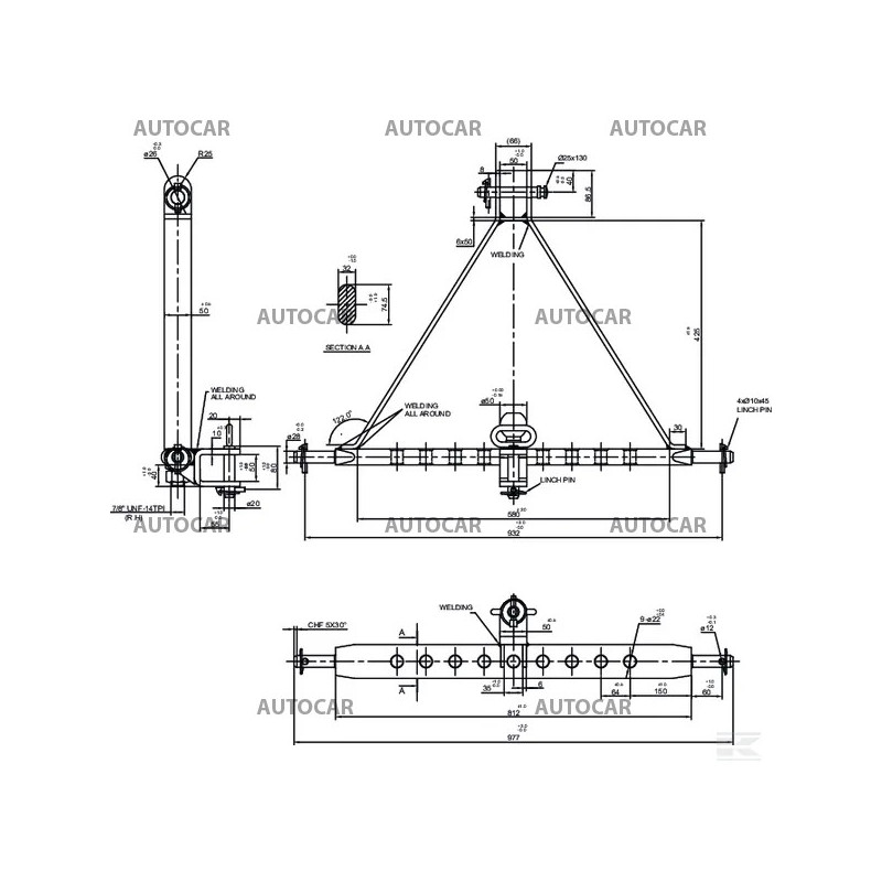 Tříbodový držák na přívěs kat. 2