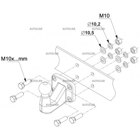 Tažná kulová spojka KH4-3 - vert. zatíž. 250 kg