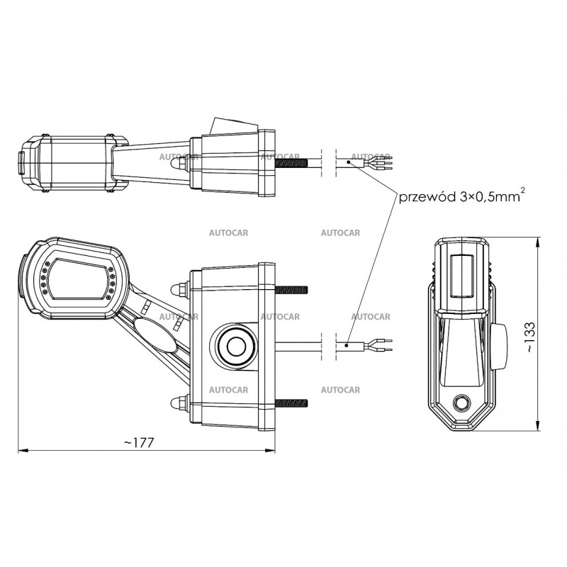 Obrysové světlo s couvacím senzorem - pravé krátké