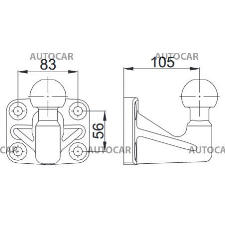 Ťažná guľová spojka KH4-1 - vert. zaťaž. 150 kg Ťažná guľová spojka KH4-1 - vert. zaťaž. 150 kg