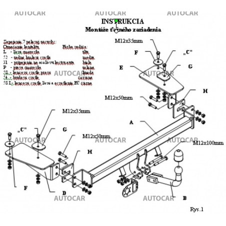 Ťažné zariadenie pre KALOS - 4dv. - automatický systém - od 2002 do Ťažné zariadenie pre KALOS - 4dv. - automatický systém - od 2002 do