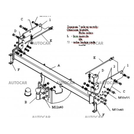 Ťažné zariadenie pre B 2500 - 4 WD - pevný systém - od 1996 do Ťažné zariadenie pre B 2500 - 4 WD - pevný systém - od 1996 do