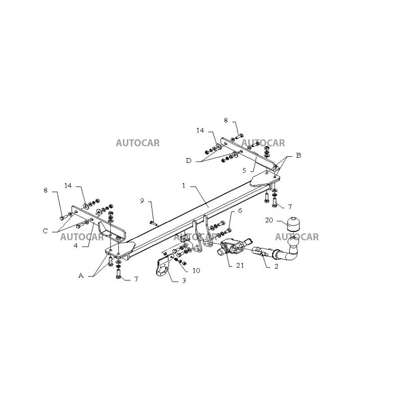Ťažné zariadenie pre E - Combi, (W 210) - skrutkový systém - od 1995/06 do 2002/03