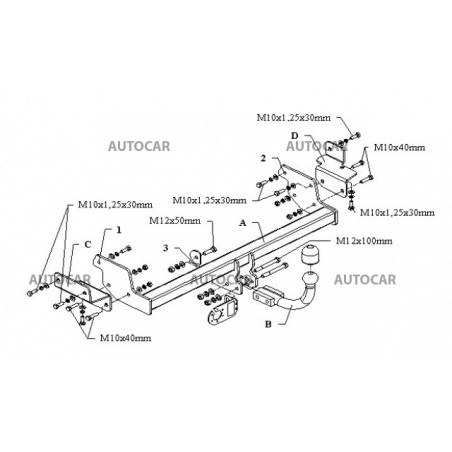 Ťažné zariadenie pre LANCER - Combi (JT45, CS3) - automatický systém - od 2003/06 do 2007 Ťažné zariadenie pre LANCER - Combi (JT45, CS3) - automatický systém - od 2003/06 do 2007