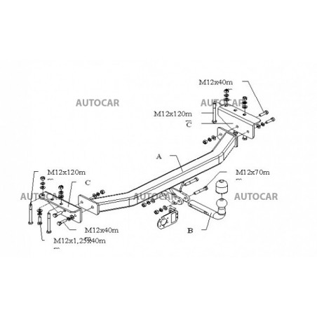 Ťažné zariadenie pre PAJERO - SPORT - 3/5 dv, (K 90) - skrutkový systém - od 1998 do Ťažné zariadenie pre PAJERO - SPORT - 3/5 dv, (K 90) - skrutkový systém - od 1998 do