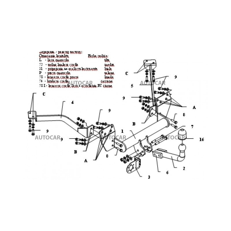 Ťažné zariadenie pre VANETTE CARGO - (C 23 M/C) - skrutkový systém - od 1995 do 