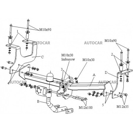 Ťažné zariadenie pre AGILA - 5dv.,model 2003,(2+4 WD) - skrutkový systém - od 2002/09 do Ťažné zariadenie pre AGILA - 5dv.,model 2003,(2+4 WD) - skrutkový systém - od 2002/09 do